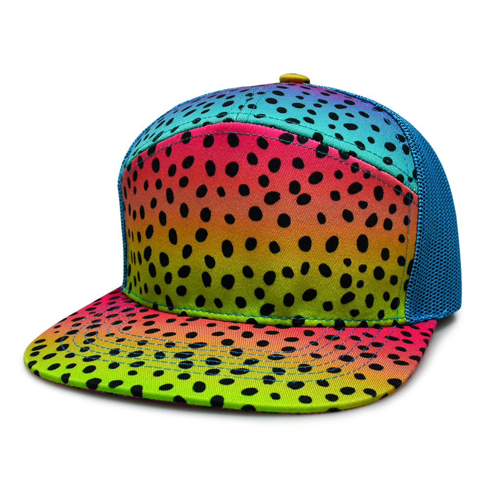7panel mesh flat brim hat
