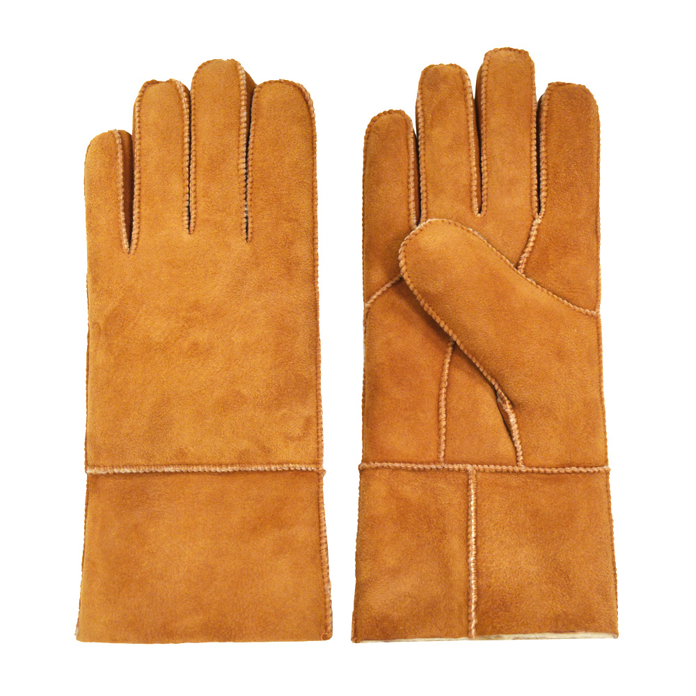 Winter Warm Gloves Genuine Sheepskin Leather Full Fingers Driving Gloves