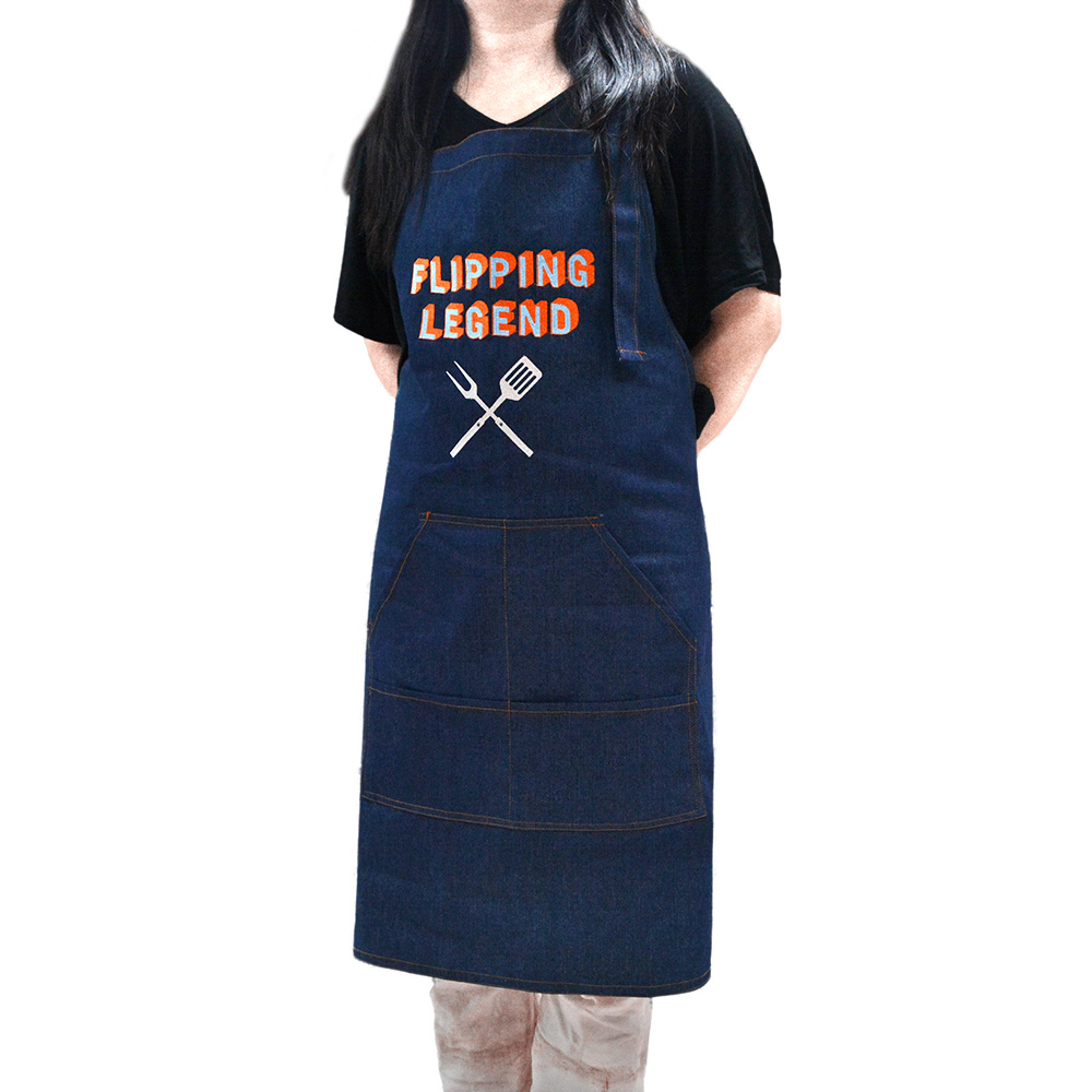 Custom Embroidery or print logo Denim Kitchen Aprons Custom Embroidery or print logo Denim Kitchen Aprons