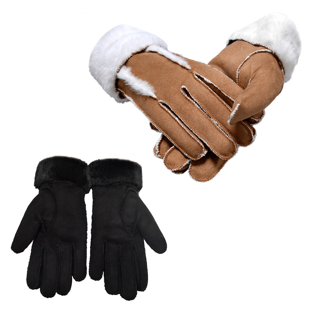 Winter Suede Gloves Five Finger Gloves 