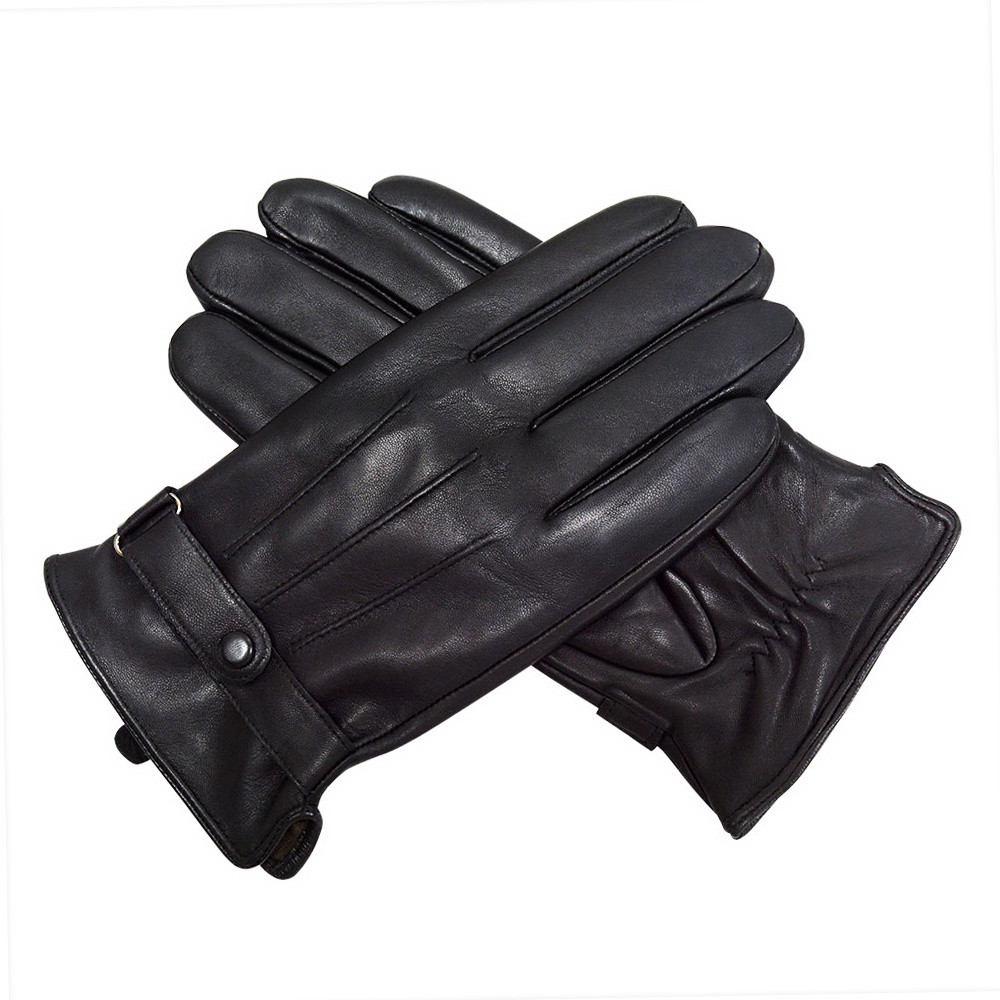 Men Winter Gloves Touch Screen Genuine Sheepskin Leather Gloves