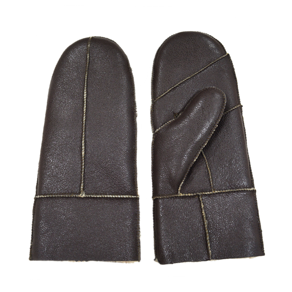 Custom Women High Quality Winter Mittens Fur Leather Warm Mitt