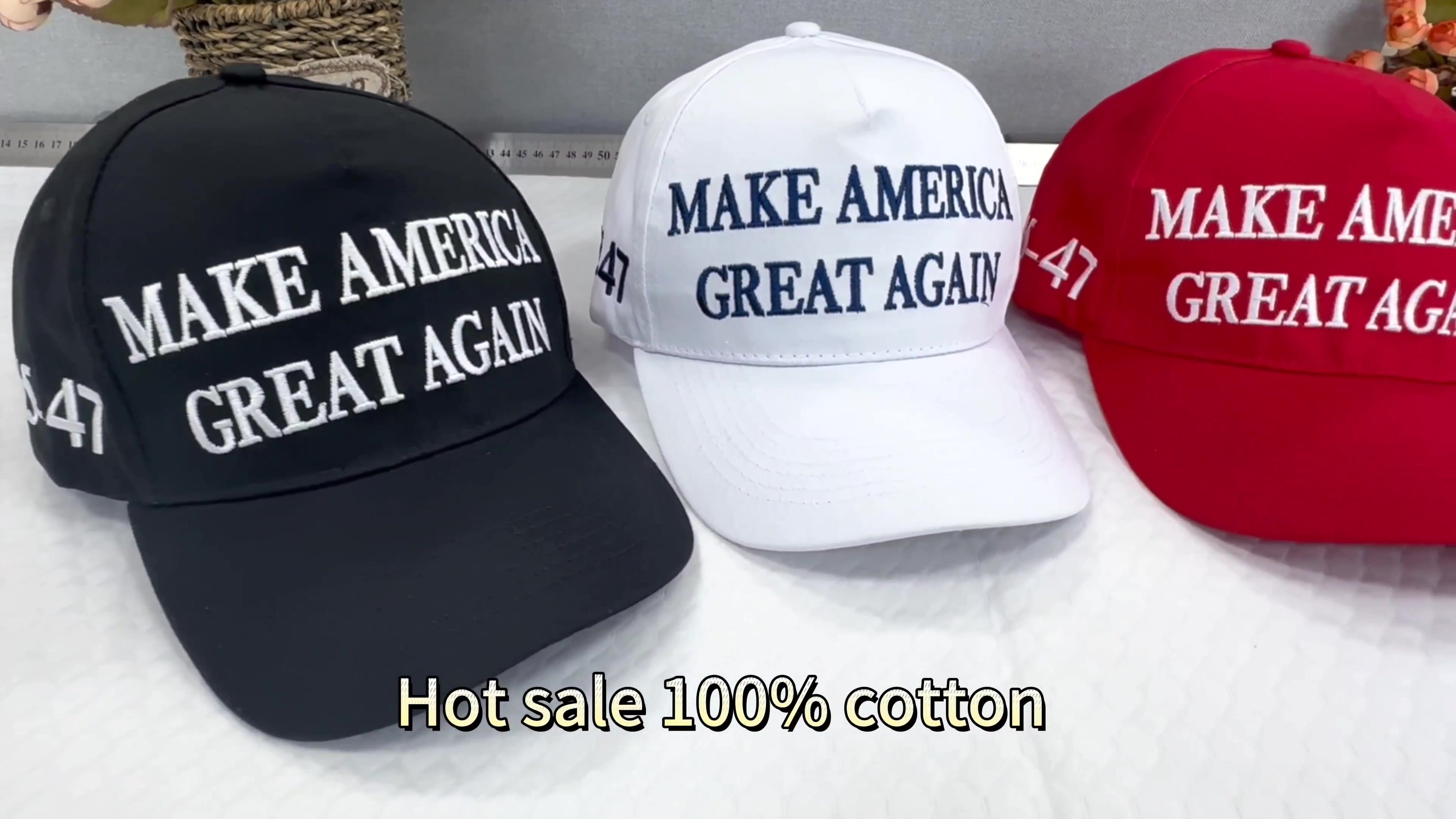 MAKE AMERICA GREAT AGAIN Outdoor Sports Baseball Hat with 45-47 Embroidered Sides MAKE AMERICA GREAT AGAIN Outdoor Sports Baseball Hat with 45-47 Embroidered Sides