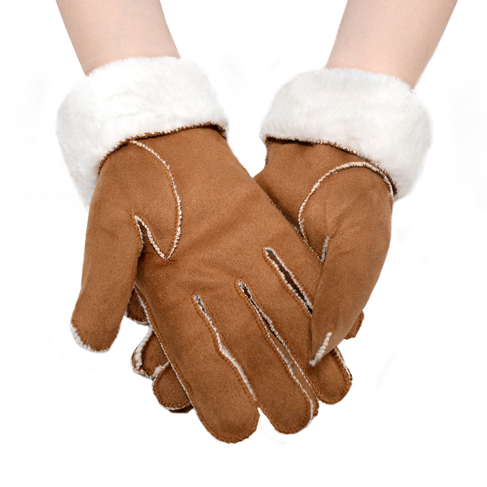 Winter Suede Gloves Five Finger Gloves 