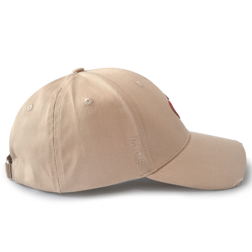 Worn-out Baseball cap with embroidery patch heart logo
