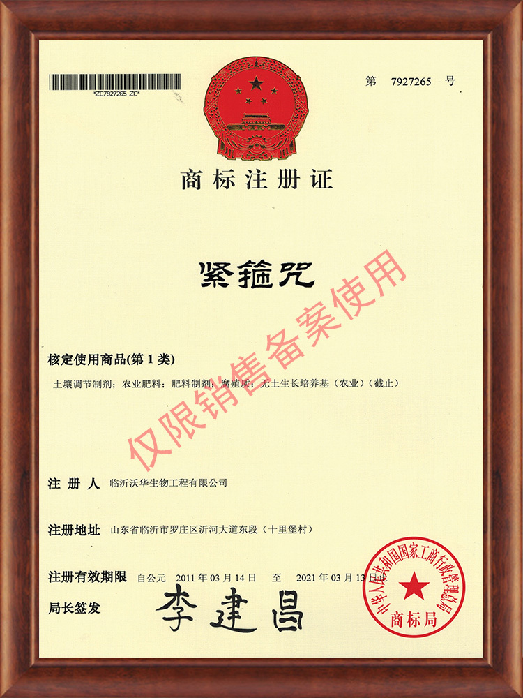 緊箍咒商標注冊證