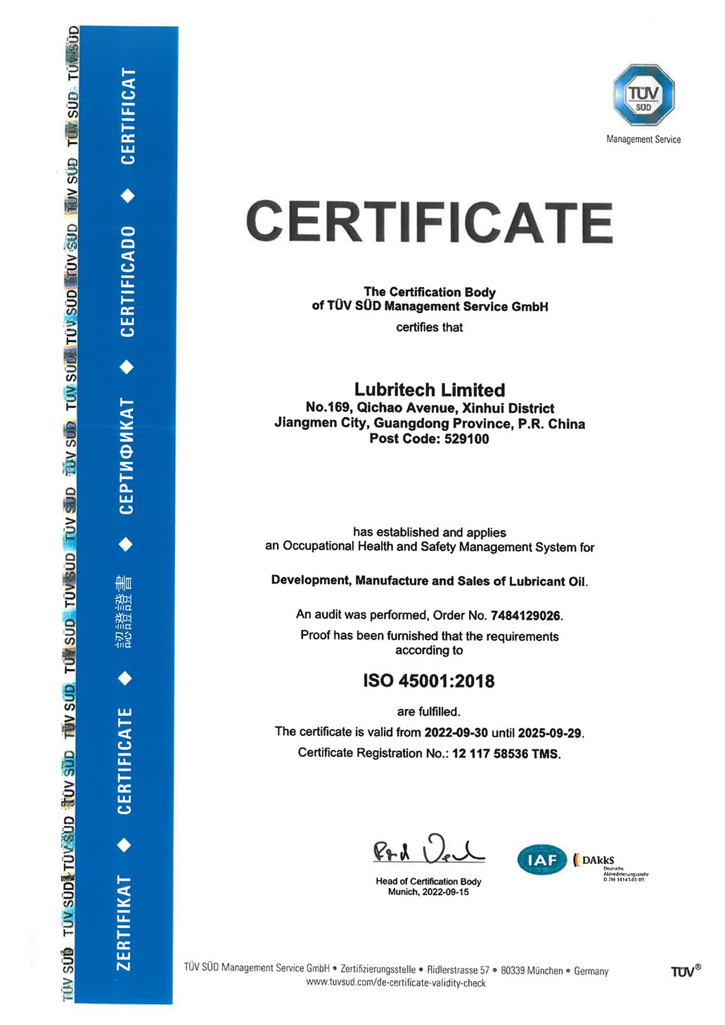 ISO 45001 Occupational Health and Safety Management System