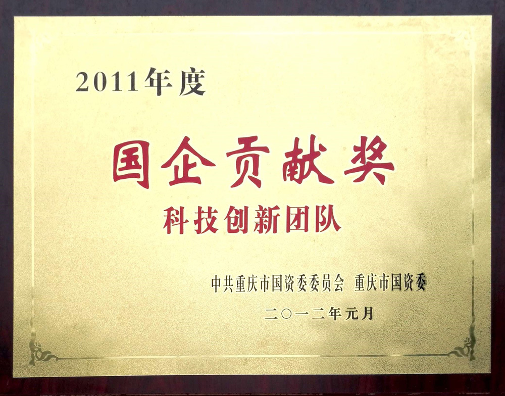 2012-Chongqing Municipal State-owned Enterprise Contribution Award- Technology Innovation 