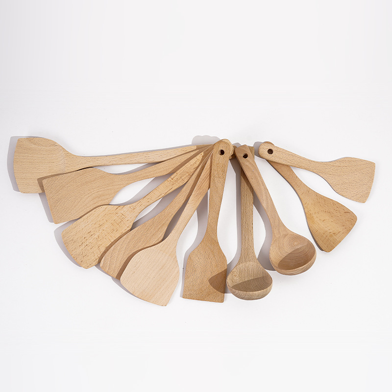Unpainted Beech Wood Spoon and Spatula