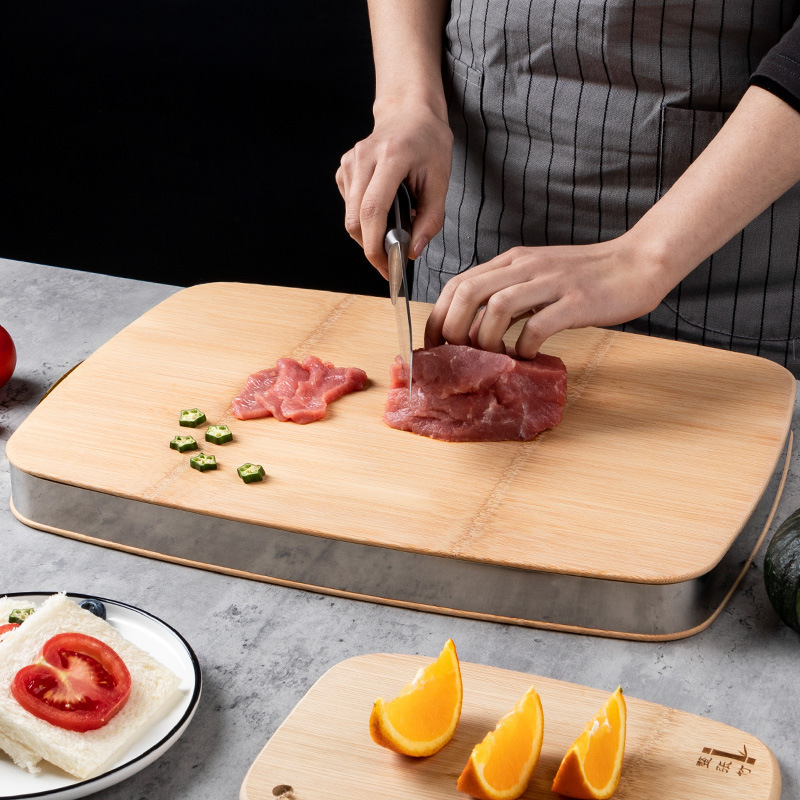 4cm thick rounded corner chopped bone bamboo cutting board