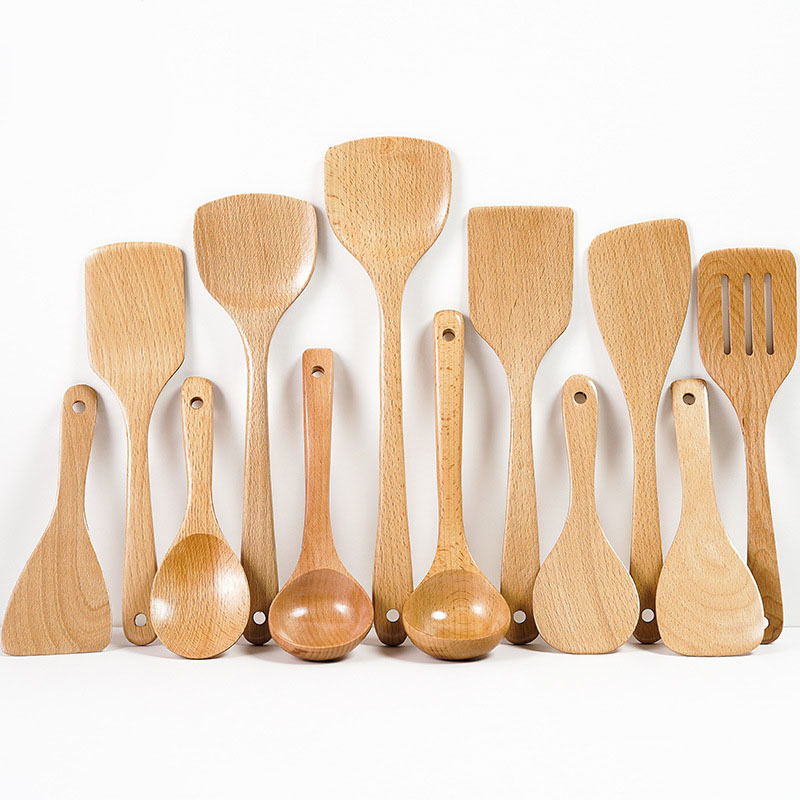 Varnished Beech Wood Spoon and Spatula