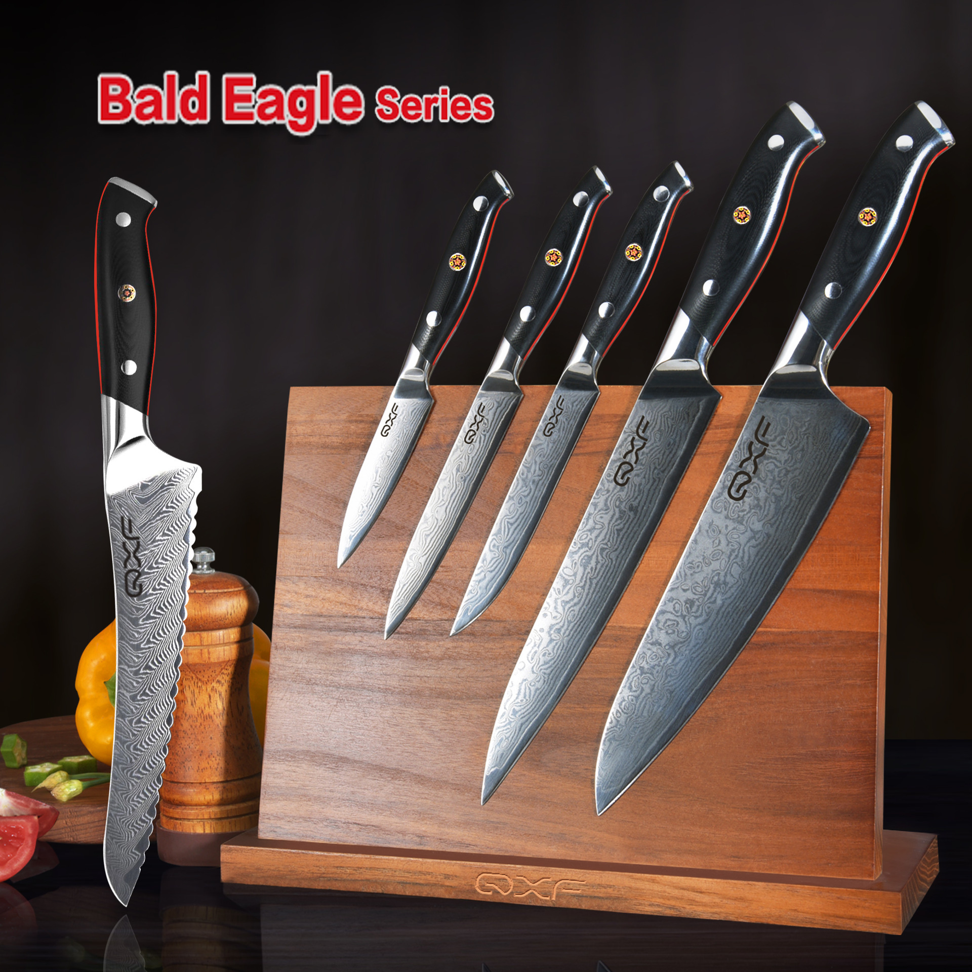 Damascus steel western style kitchen knife set