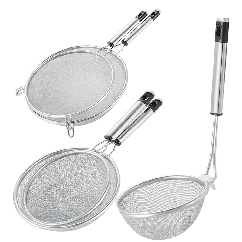 Stainless steel round handle Frying Skimmer and Strainer basket