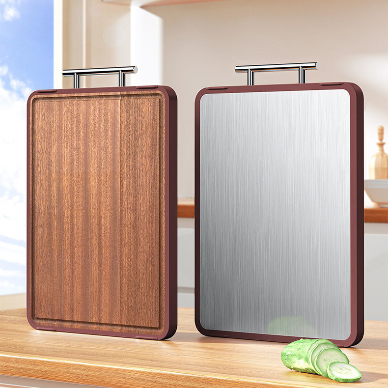 Ebony stainless steel double-sided chopping board