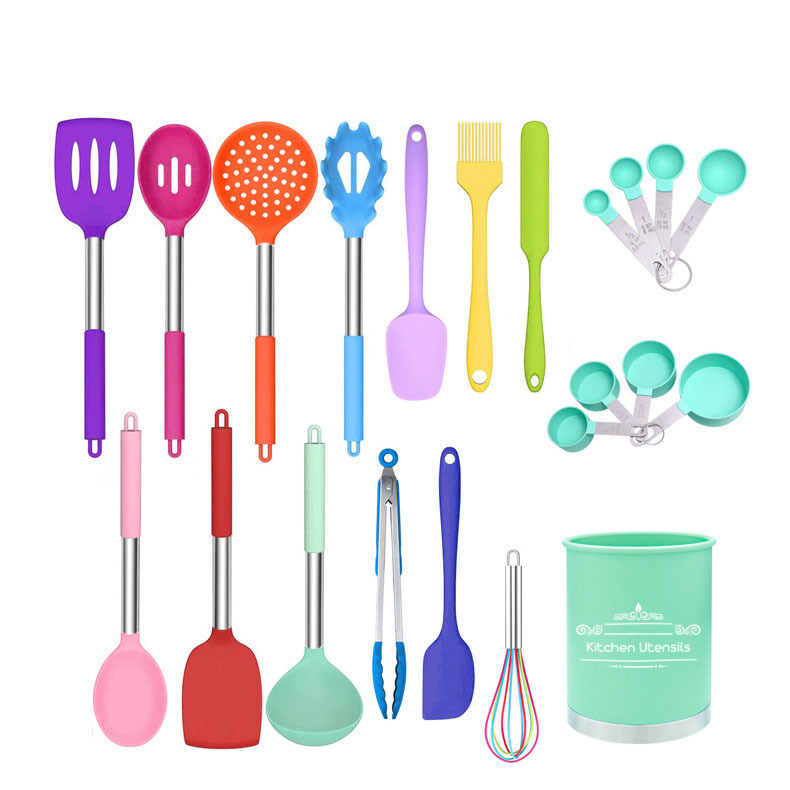 Silicone + stainless steel handle silicone spoon and spatula