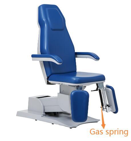 Gas spring  for a podiatrist chair, treatment chair