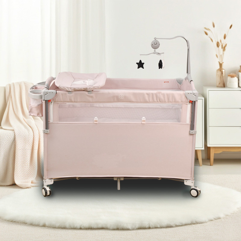Customized Detachable Lifting Three-layer Baby Cribs with Mattress: From Portable Cot to Toddler Playard