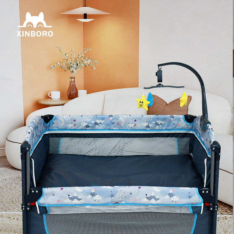 Custom Multi-functional Foldable Portable Easy assemble European Style double layer animal prints Baby Cribs cot bed for Home