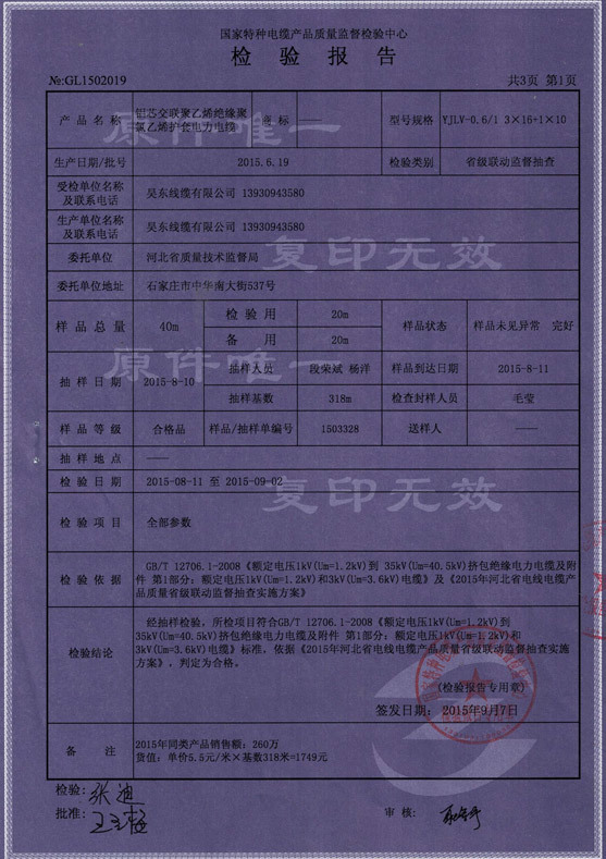 檢驗(yàn)報(bào)告