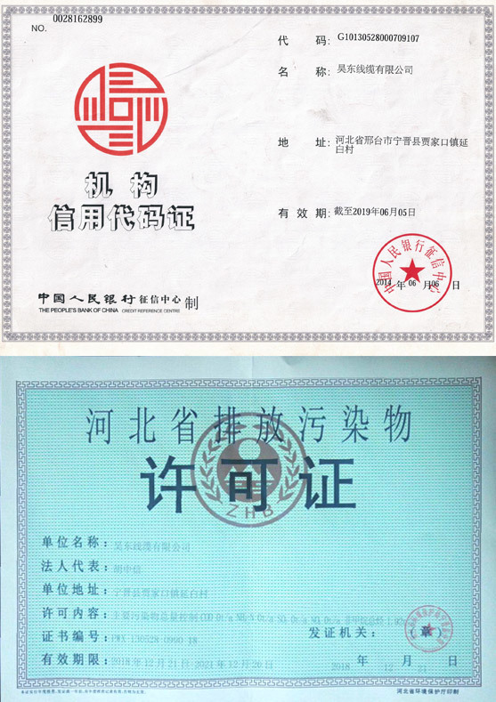 排污許可證及組織代碼證