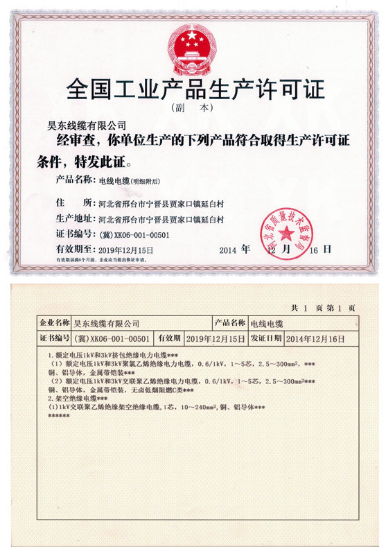 工業(yè)生產(chǎn)許可證