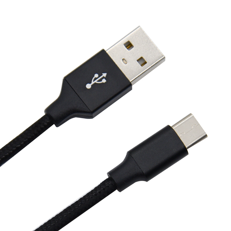 USB2.0 AM TO TYPE-C 成型装铝壳布编线