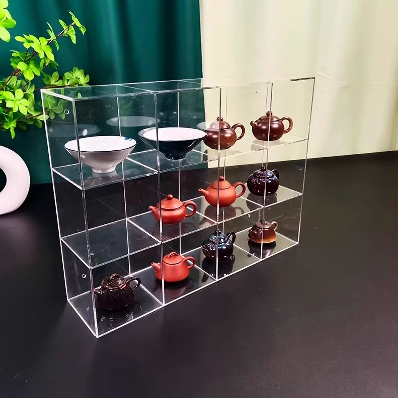 亚克力透明紫砂壶杯架茶具桌面收纳盒水杯展示架茶具置物架多宝阁
