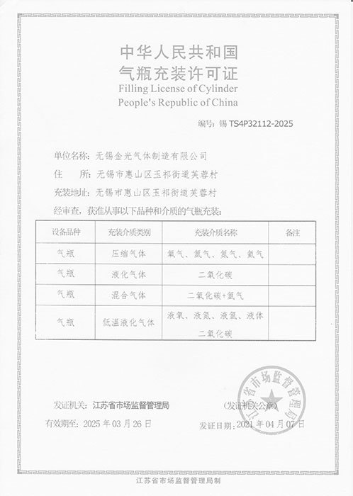 氣瓶充裝許可證