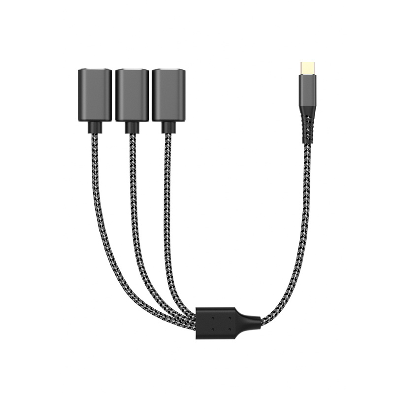 Type C Male to 3pcs USB A female Jack adaptor