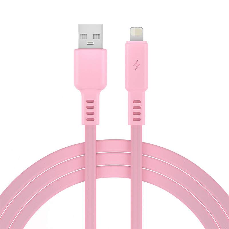 Injection 8P data cable 2.4A Flat one , Macaroon colors