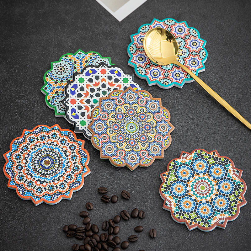 Sublimation heat transfer printing waterproof anti-scalding home decoration decoration ceramic coaster customizable unit price$0.32