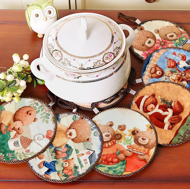 Custom Kitchen Dining Round Placemats Bear Print Ta unit price$0.69