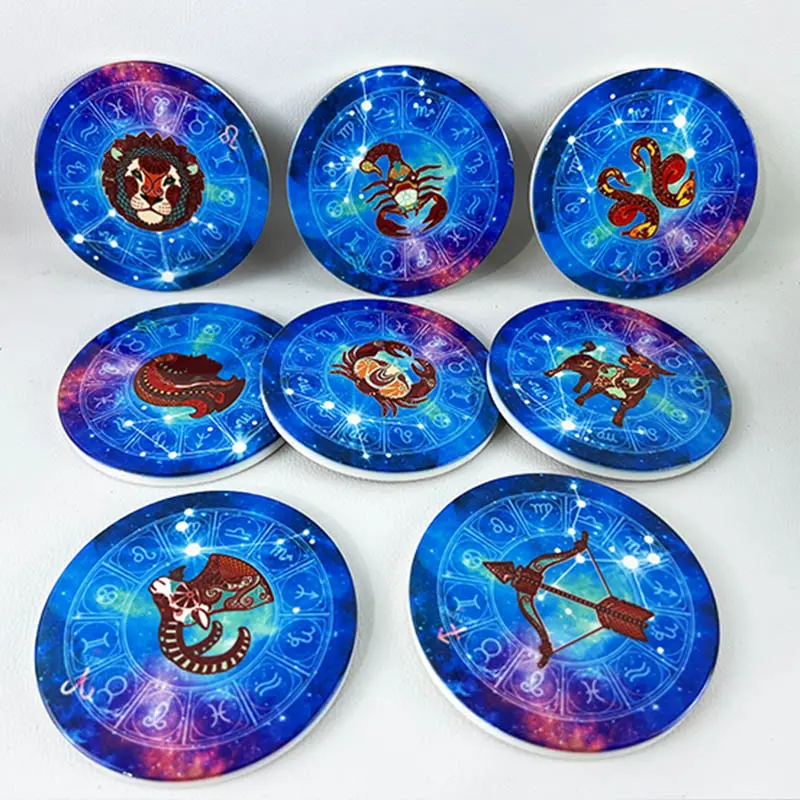 Personalized round ceramic sublimation printing process gold embossed coasters wholesale unit price$0.23