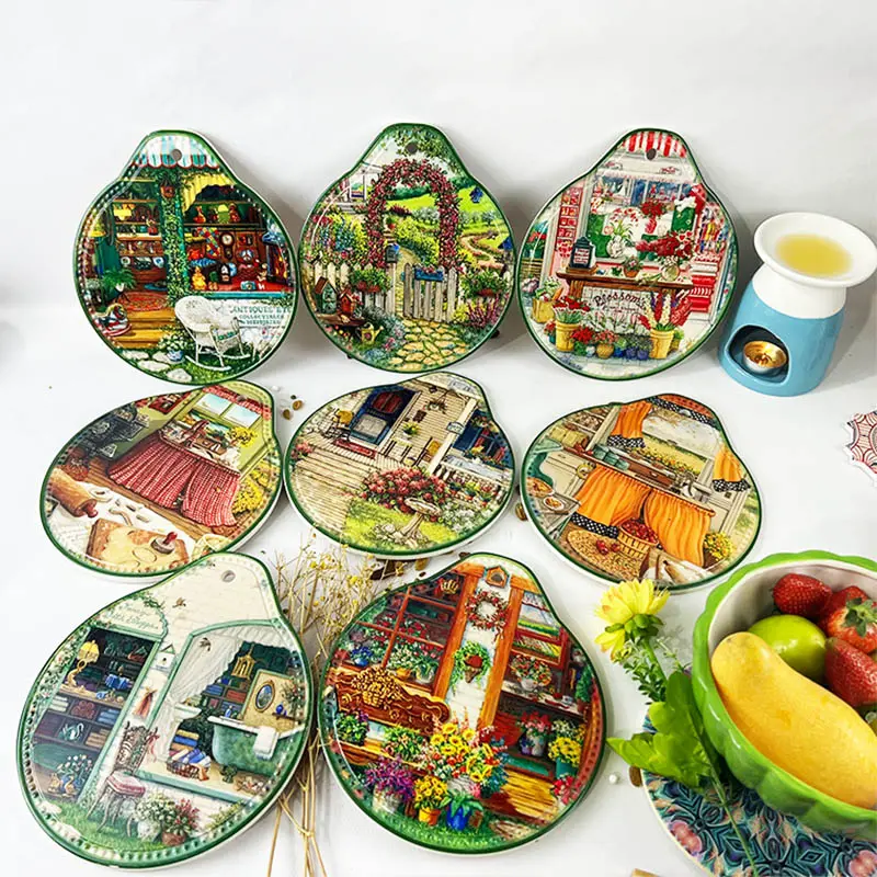 Ceramic customizable pattern sublimation printed water scoop placemat wholesale unit price$0.35