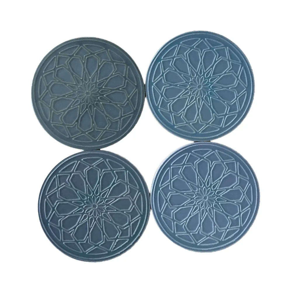9cm custom patterned ceramic relief coasters Unit price $0.28