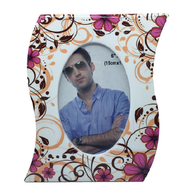 Hot sale ceramic geometric edge design home decor gift oval picture photo frames unit price$0.23