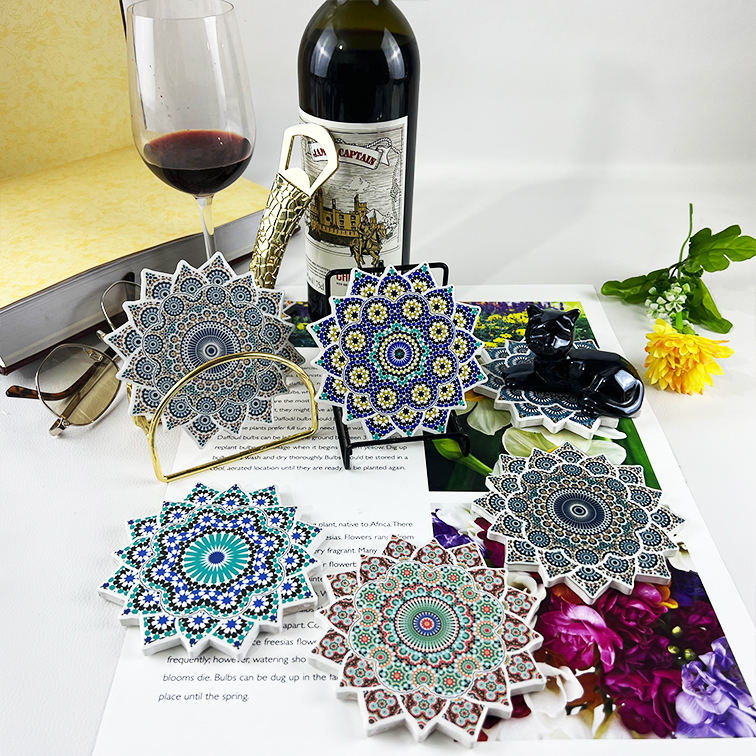 Manufacturers direct sublimation ceramic coaster kitchen supplies Coasters Ceramic Drink Mandala Coaster For unit price$0.36