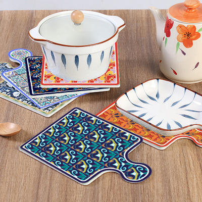 Custom pot holder personalized ceramic plates printing design table decorations ceramic trivet placemat unit price$0.78