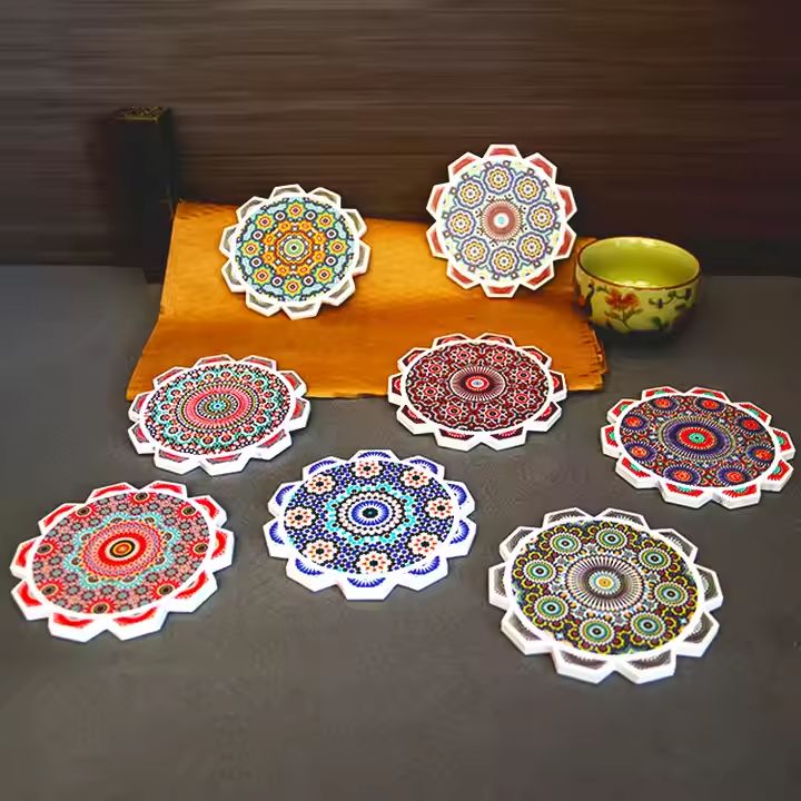 Ten-petal-shaped ceramic coaster with flower patterns Unit price$0.32Customer Service for Inquiry on Discounts