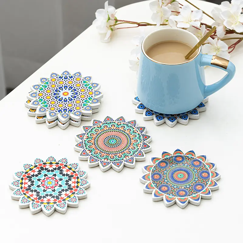 Personalized ceramic sublimation printing process bronzing relief coaster wholesale unit price $0.28