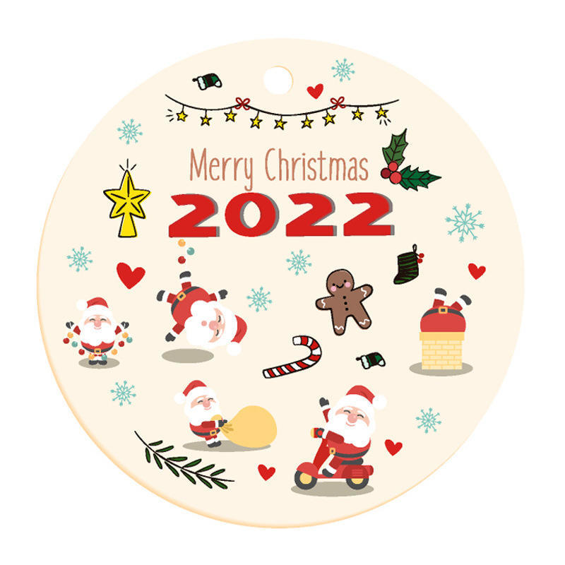 Custom Design Heart Round Blank Ceramic Christmas Sublimation Ornament newcomer price$0.28