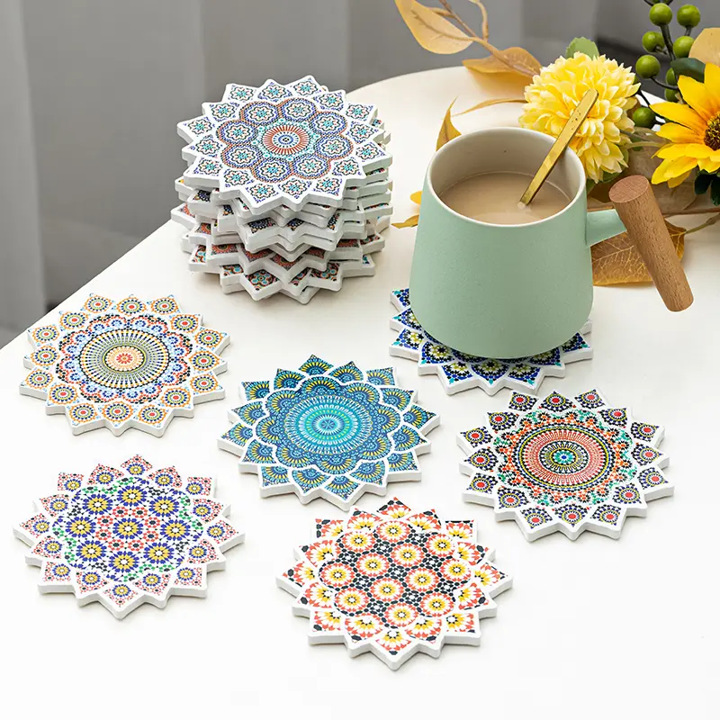 Personalized sharp Angle ceramic sublimation printing process embossed bronze coasters wholesale unit price $0.28