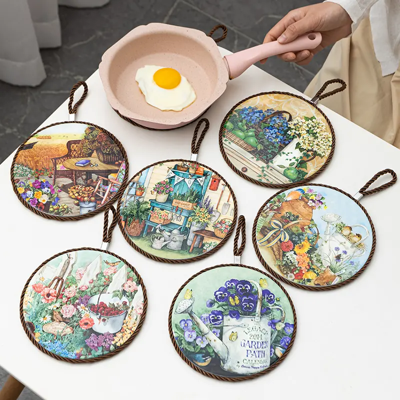 Round ceramic placemat table mats place matspot pads unit price$0.79
