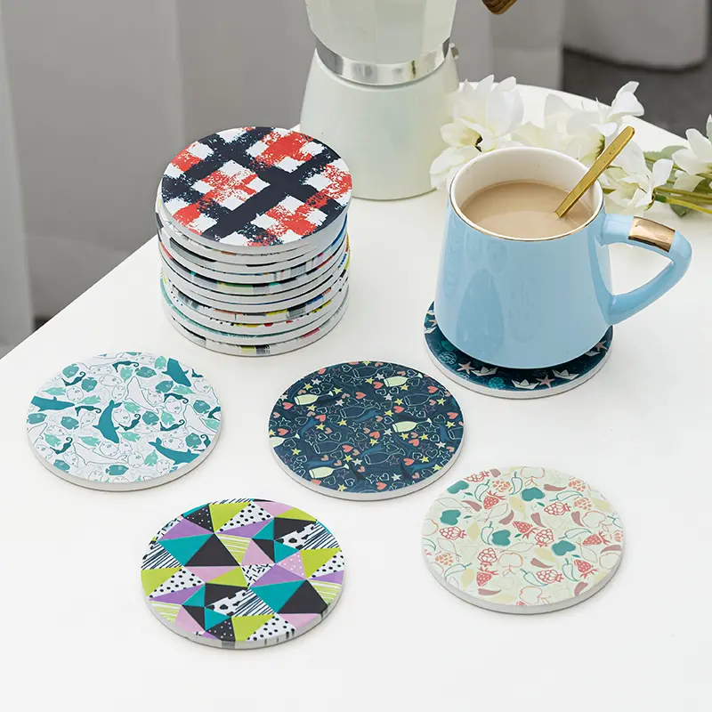 Personalized sharp Angle ceramic sublimation printing process embossed bronze coasters wholesale unit price$0.28