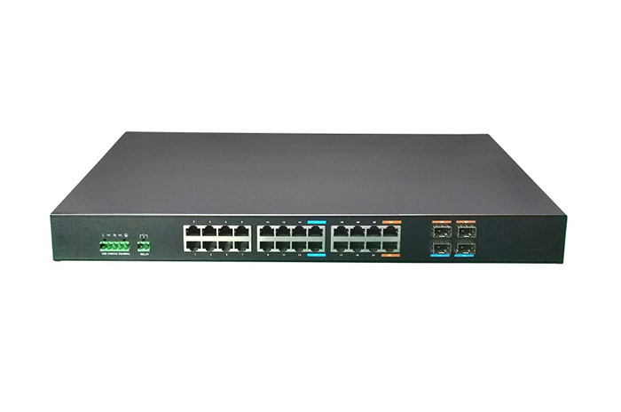Managed 24 giga Copper with 4 shared Giga SFP industrial network switch
