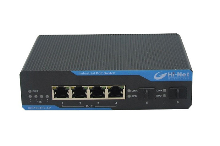 IDS1004F2A-4P 4 Ports Industrial POE Switch with 2 100M SFP uplink