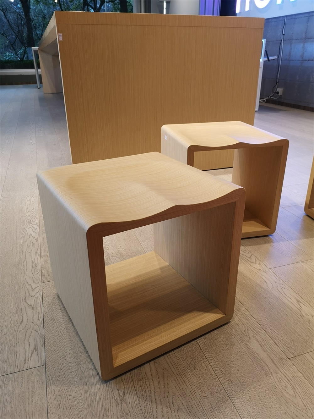 Wood Veneered Stool