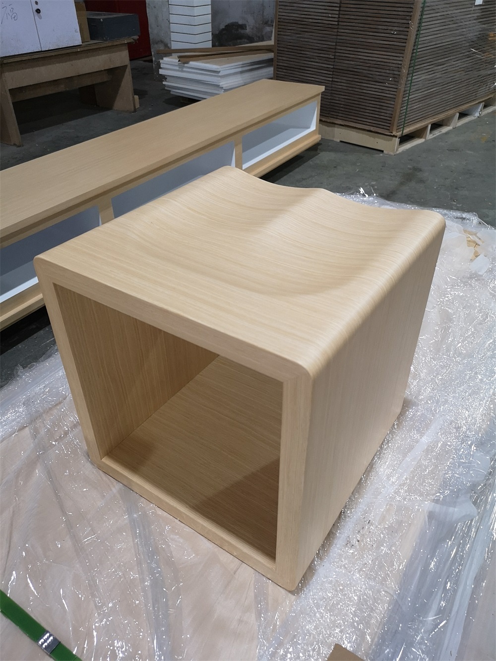 Wood Veneered Stool