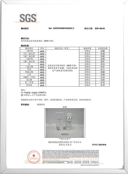 SGS常規15項檢測報告