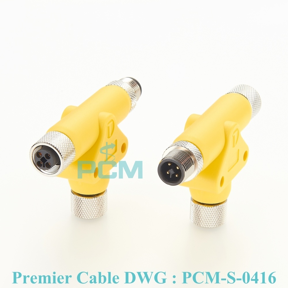 M12 T-code Power connector T Coding T-Coupler male to female T splitter